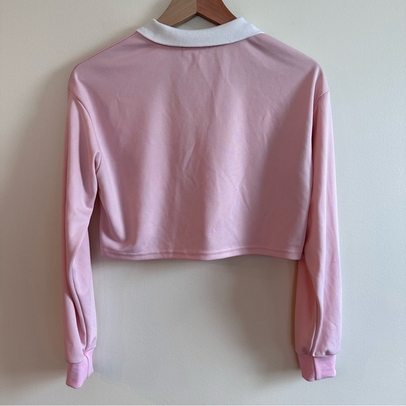 ROMWE Collared Cropped Pink Shirt - Picture 2 of 4